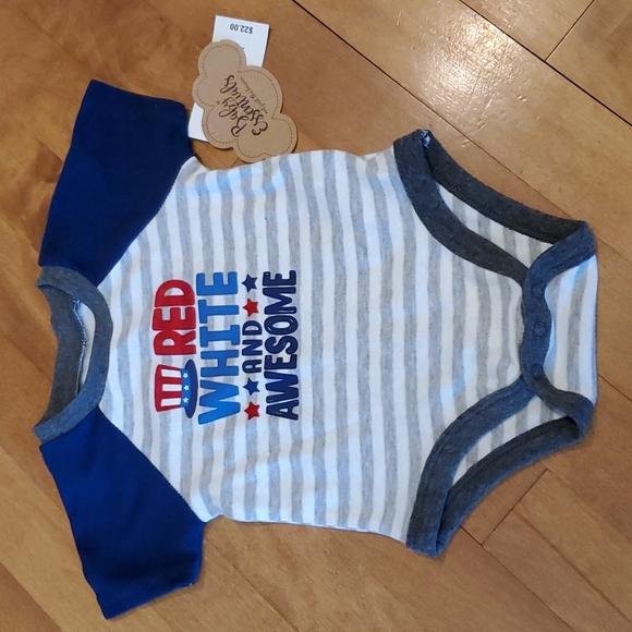 Boys Baby Essentials 3pc 4th of July Set Bodysuits Shorts Size 3 mo 6 mo NWT - Picture 2 of 4